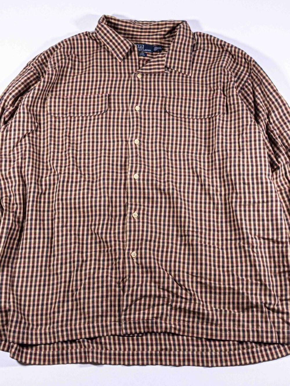 Vintage 90s Polo Ralph Lauren Maxstead Loop Collar Plaid Shirt Mens XXL Camp